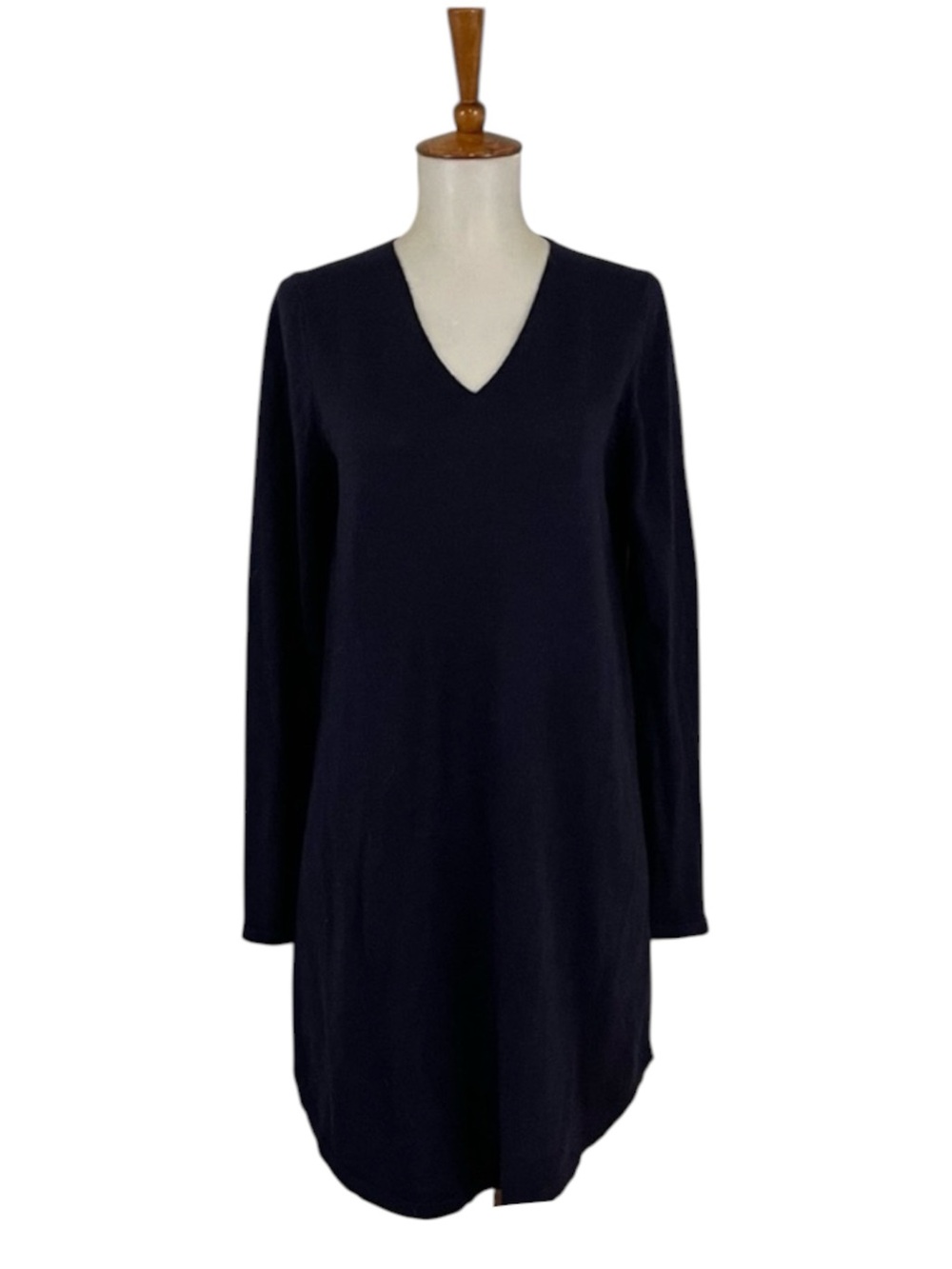 Eileen‎ Fisher Navy 100% Wool Dress Women’s P S Petite V-Neck Knit Cozy Chic